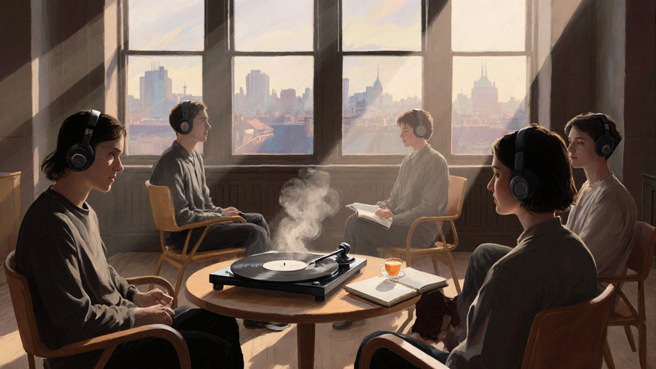 People in chairs wearing headphones, enjoying ambient music during XOYO&#039;s quiet Sunday afternoon session.