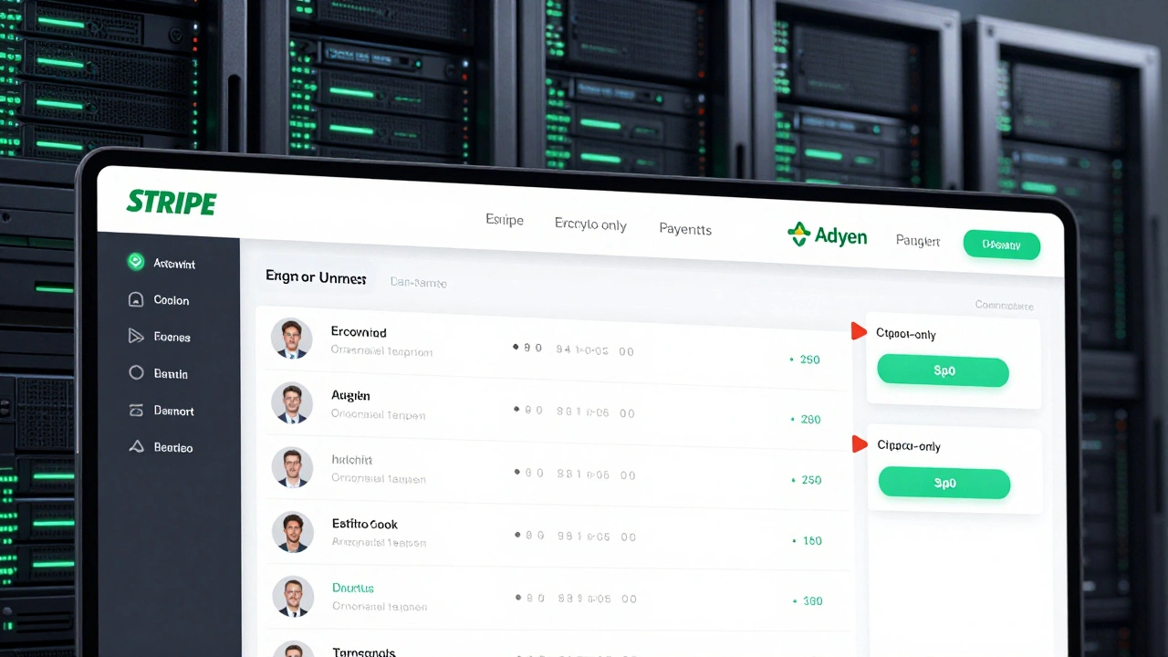 Secure payment dashboard highlighting compliant transactions and blocking crypto-only payments.